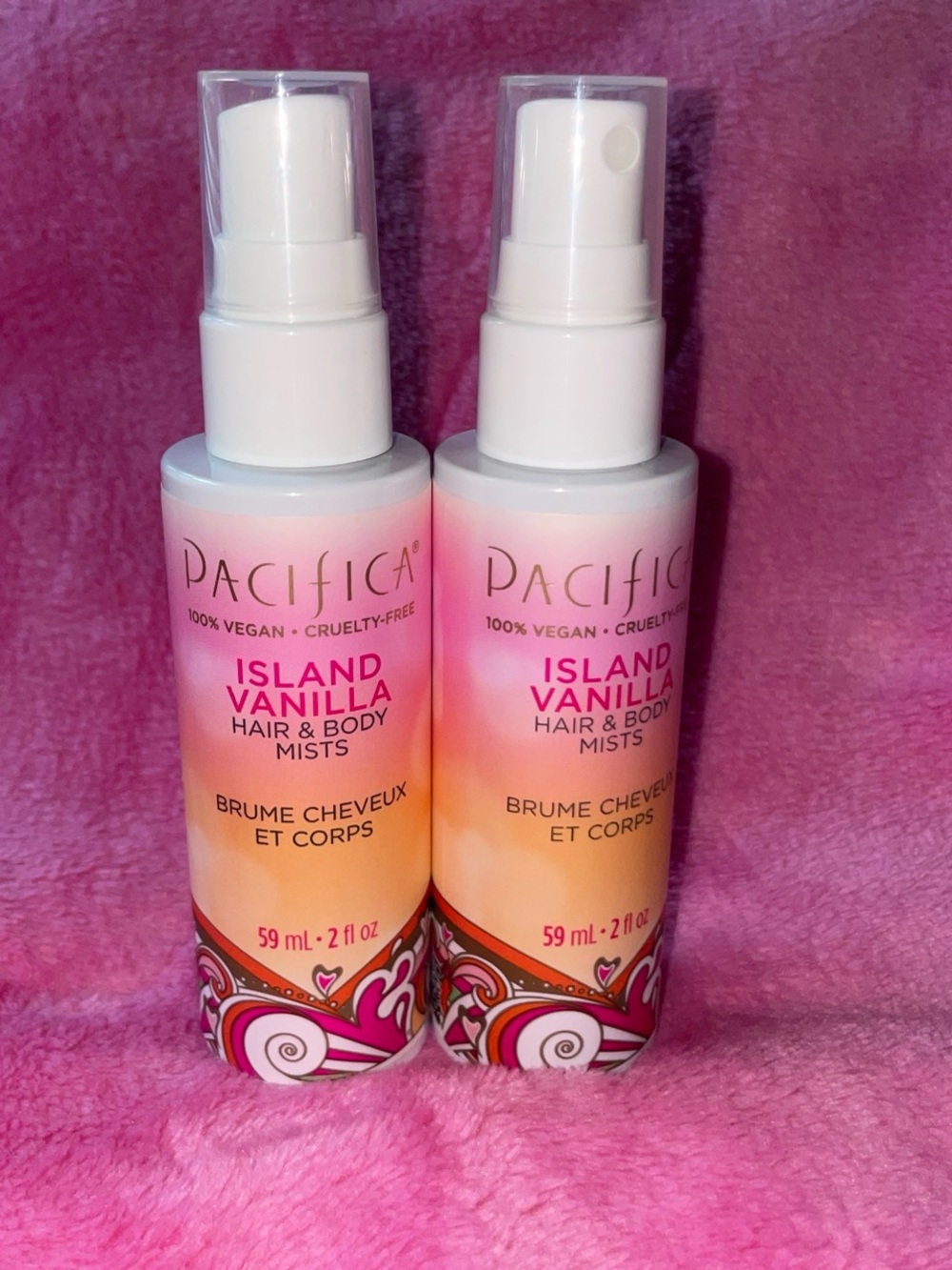 Set of 2 for $25 Pacifica Island Vanilla Hair & Body Mist - Pink/Peach Gradient